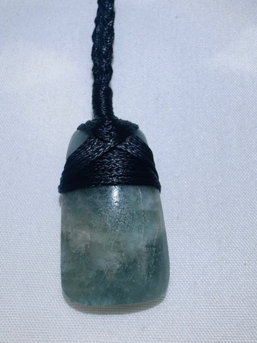 Unisex Aquamarine Macrame Necklace